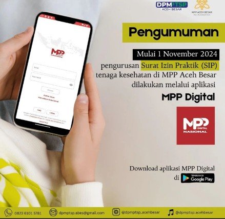 Player Pengumuman MPP DIGITAL yang dihadirkan oleh Mal Pelayanan Publik Kabupaten Aceh Besar, Ingin Jaya, Jumat (01/11/2024). FOTO/ DOK MPP ACEH BESAR