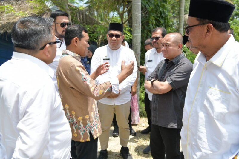 Kunker ke Pidie, Wagub Fadhlullah Tinjau Jalan Gampong dan Serahkan Sajadah ke Masjid. Foto: Ist