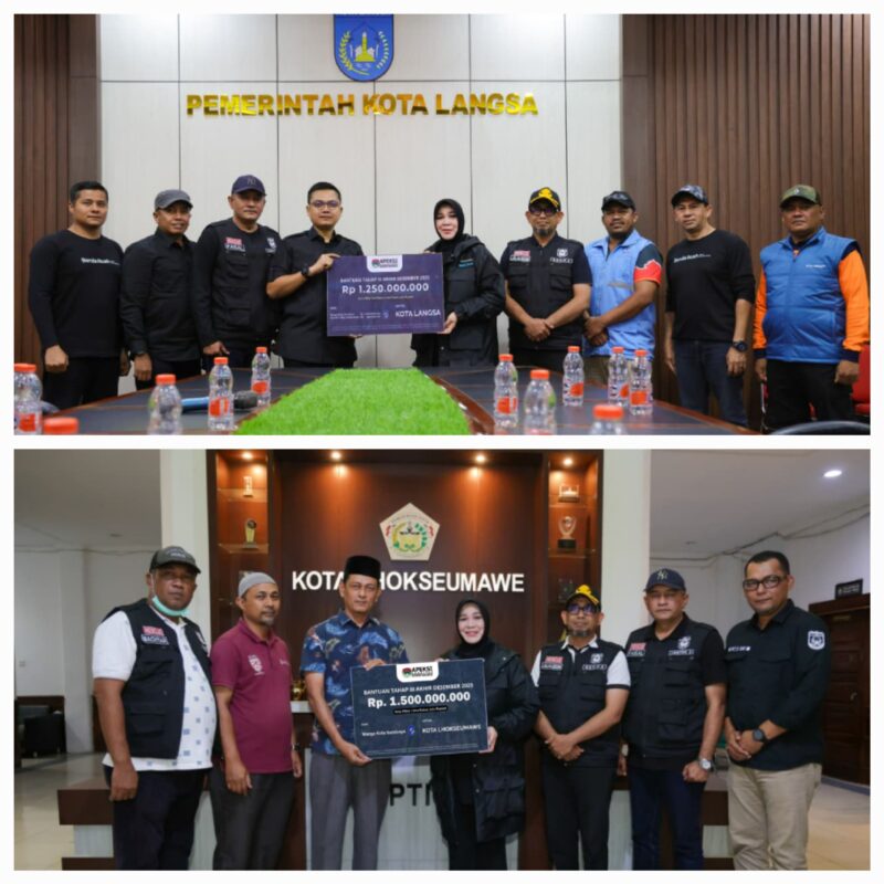 Wali Kota Illiza selaku Wakil Ketua Apeksi Bidang Lingkungan dan Perubahan Iklim itu menyerahkan donasi warga Surabaya yang diterima langsung oleh Asisten II Setdako Lhokseumawe,
Ditetima lamgsung oleh Wali Kota Langsa Jefri Santana.
Minggu, (04/01/2026)