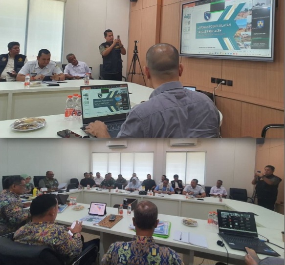 Plt. Kepala Dinas Pengairan Aceh diwakili oleh Sekretaris Dinas, Ichsan Iswandy, S.STP., M.M. Rapat Bahas Progres Pembangunan Infrastruktur Terdampak Bencana Banjir dan Longsor, rabu (28/01/2026).