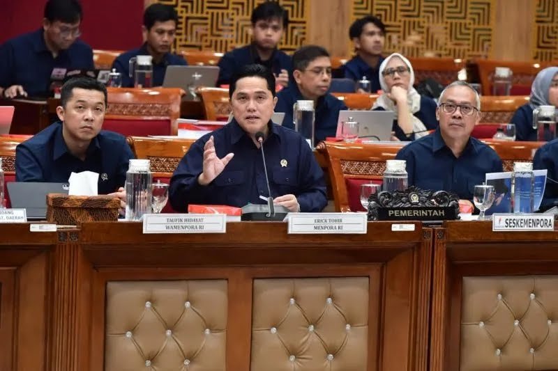 Menpora Erick Thohir dalam acara temu kabinet dengan para penggerak pemuda di Jakarta, Selasa (16/7/2026).