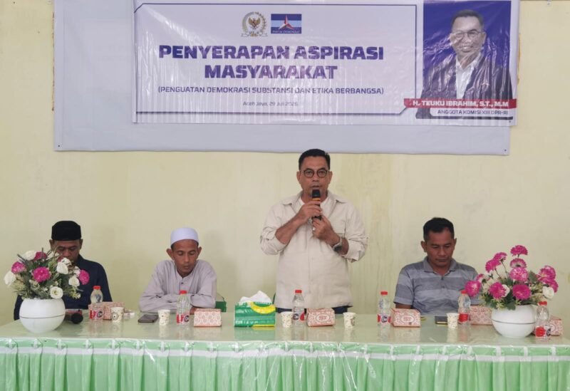 Anggota DPR RI dari Fraksi Partai Demokrat, H.T. Ibrahim, melaksanakan kegiatan serap aspirasi masyarakat di Kabupaten Aceh Jaya, Senin (3/8/2026).