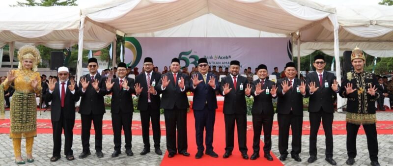 Upacara peringatan HUT ke-53 Bank Aceh yang berlangsung di Lapangan Expo UMKM Bank Aceh, Banda Aceh, Kamis (6/8/2026)