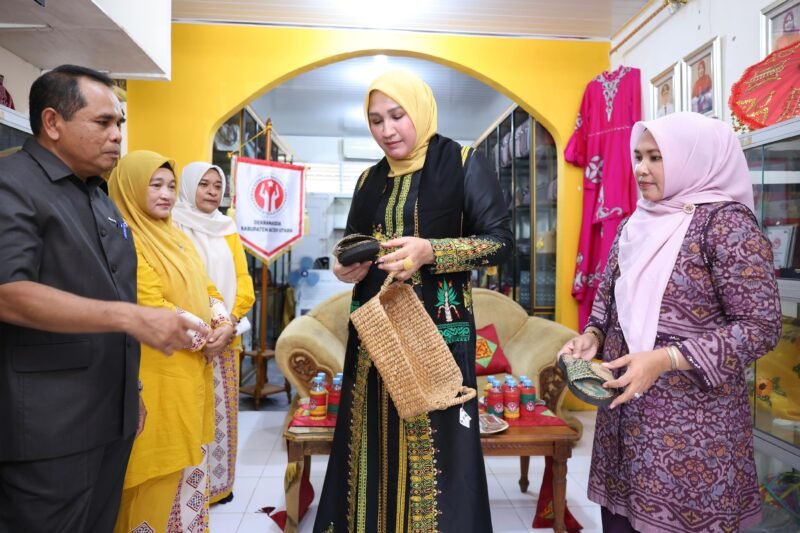Ketua Dekranasda Aceh Marlina Muzakir, saat berkunjung ke Gerai Dekranasda Kabupaten Aceh Utara, Selasa (1/9/2026).