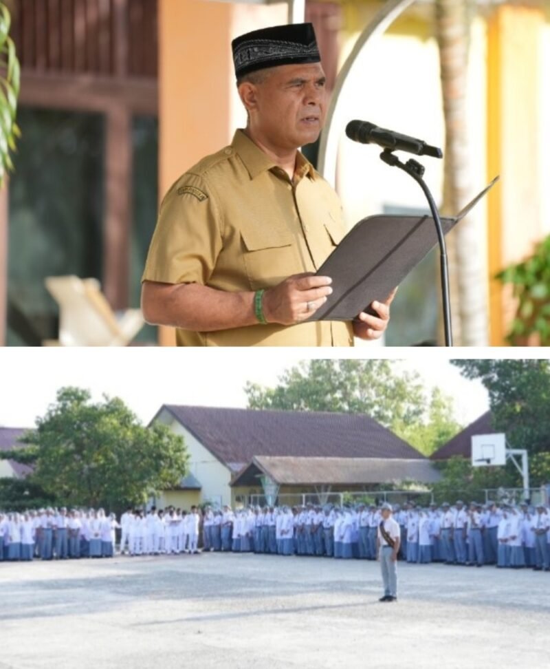 Kadisdik Aceh Murthalamuddin, S.Pd., MSP, bertindak sebagai Pembina Upacara di lingkungan SMA Negeri 9 Banda Aceh, Senin (31/8/2026).