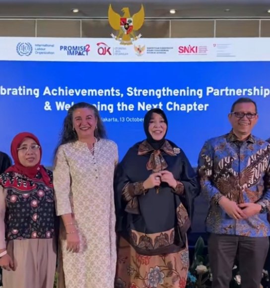 Wali Kota Banda Aceh, Illiza Sa'aduddin Djamal, menghadiri acara yang digelar oleh Organisasi Perburuhan Internasional (ILO) di Hotel Pullman Thamrin, Jakarta, Senin (13/10/2026).